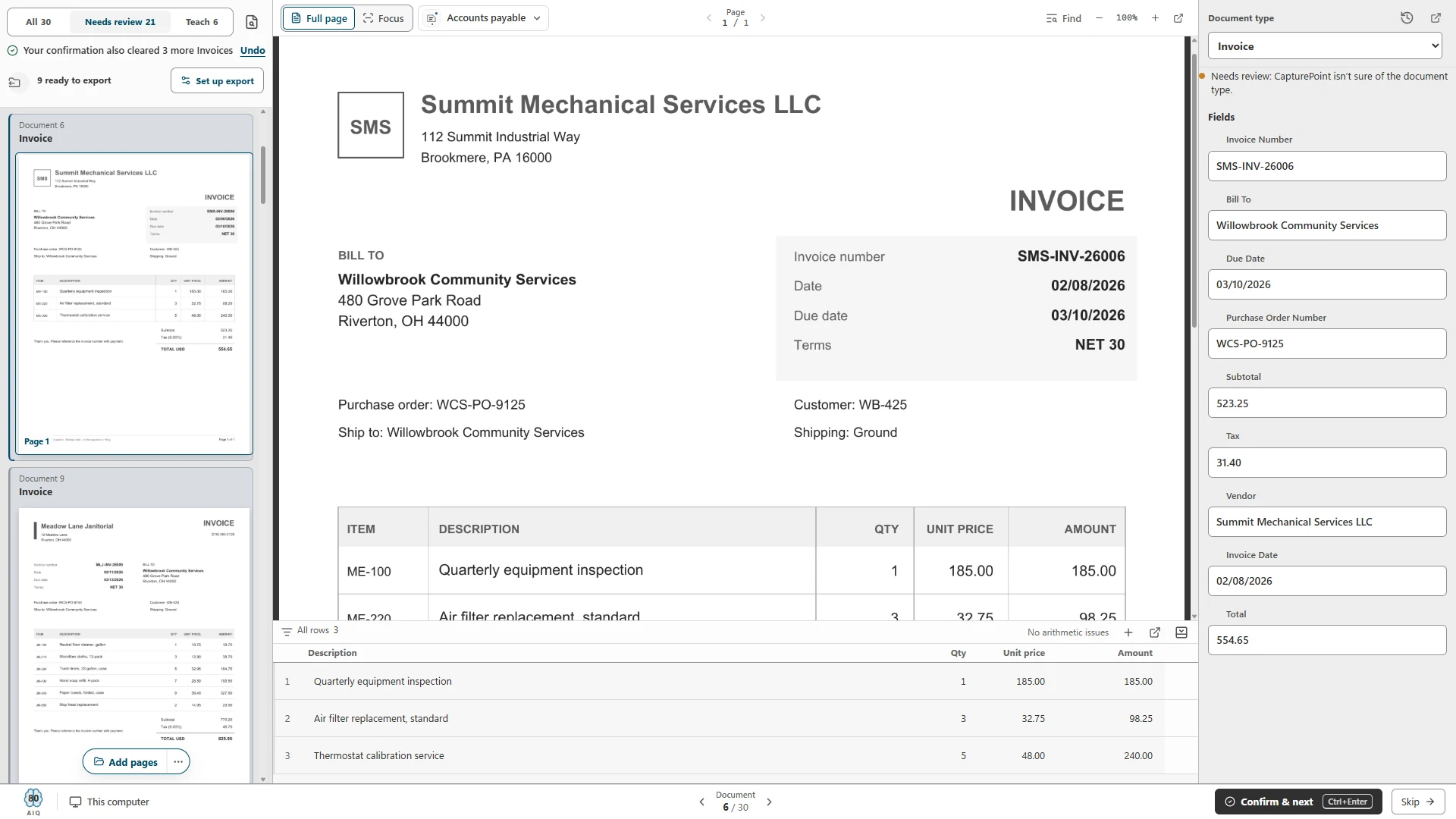 CapturePoint clearing 3 more invoices on its own after one confirmation