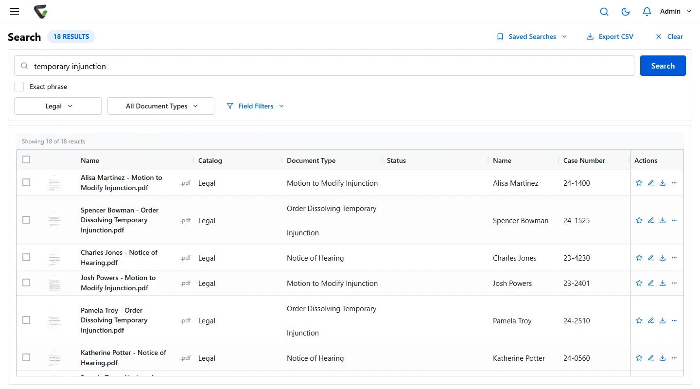 Content Central 7.6 - full-text search results across pleadings