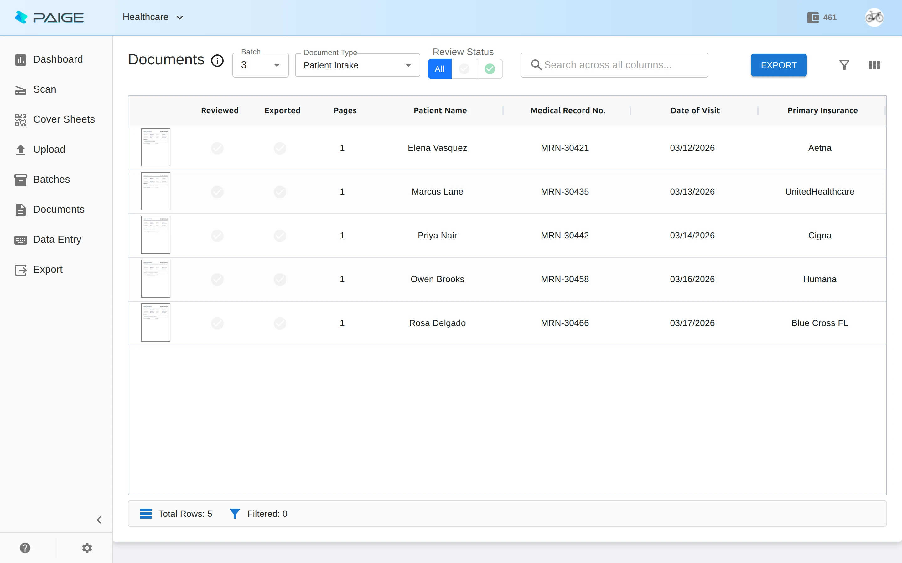 Paige - Healthcare documents with fields automatically extracted